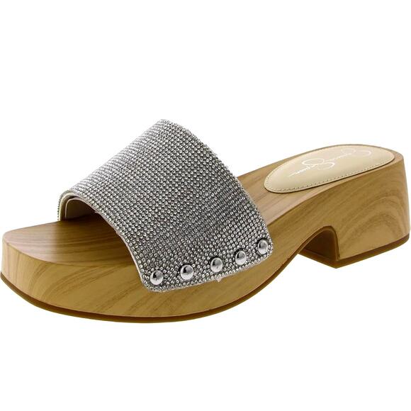 Jessica Simpson Rexile Silver Shimmer Sand Sandals Silver 7 - Picture 1 of 16